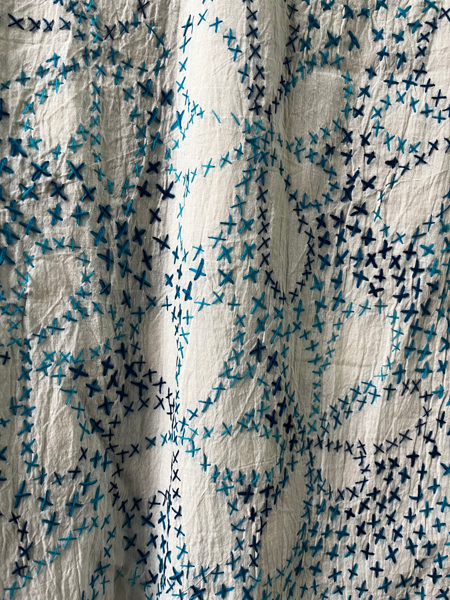 Hand Embroidered Tank - Blue