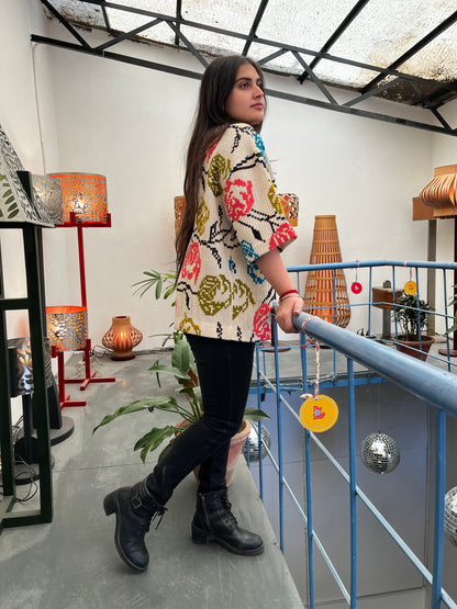 Thread Work Floral Shrug