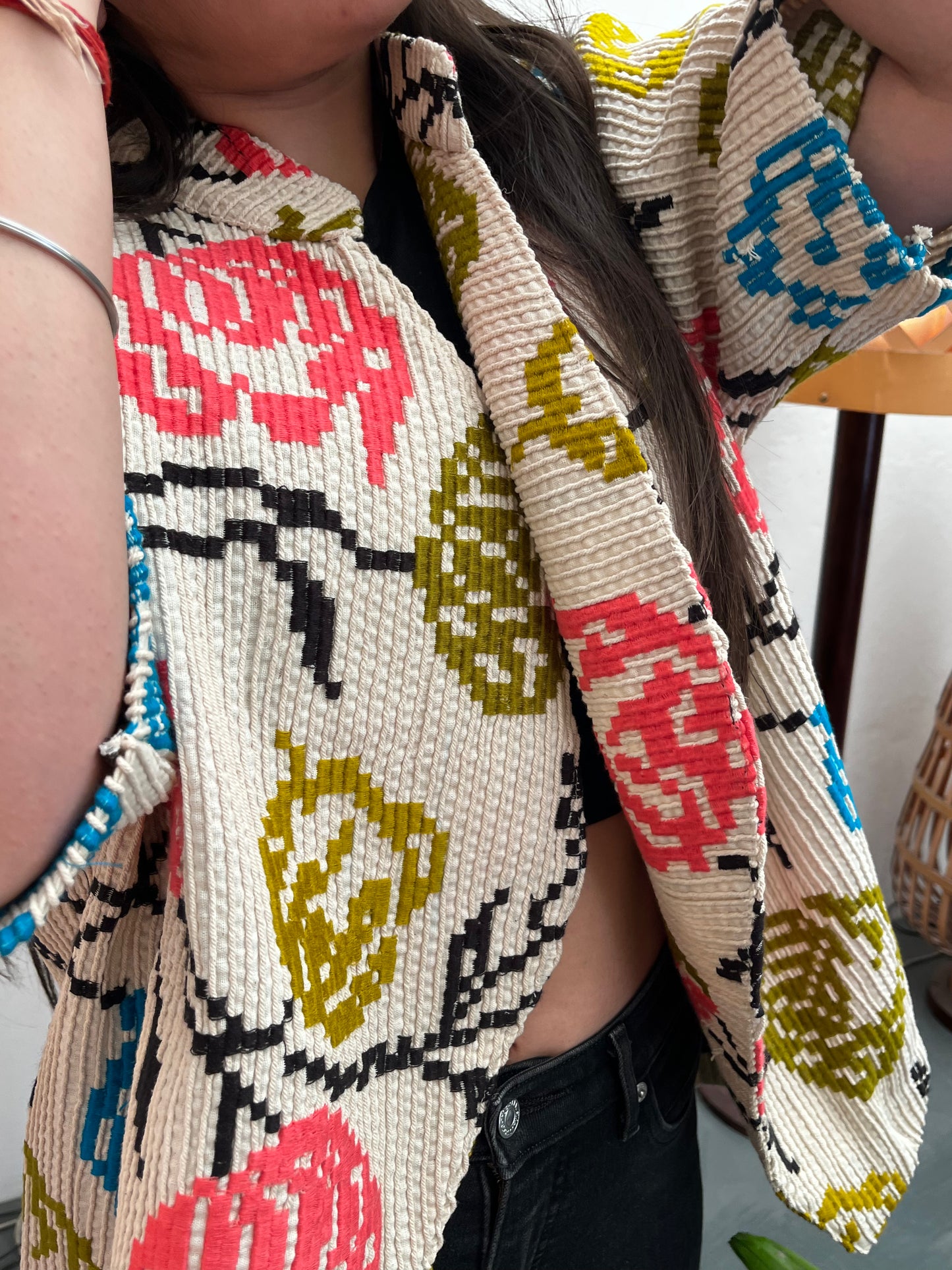 Thread Work Floral Shrug