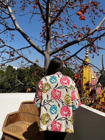 Thread Work Floral Shrug