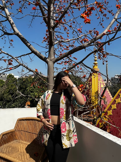 Thread Work Floral Shrug