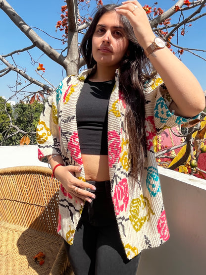 Thread Work Floral Shrug