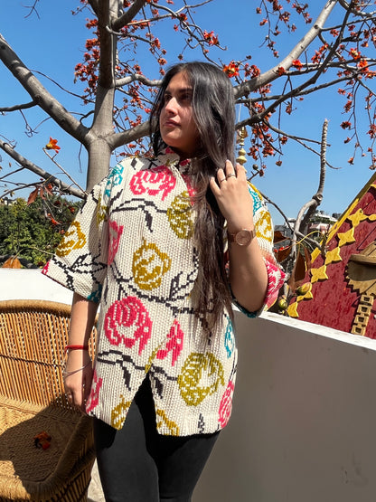 Thread Work Floral Shrug