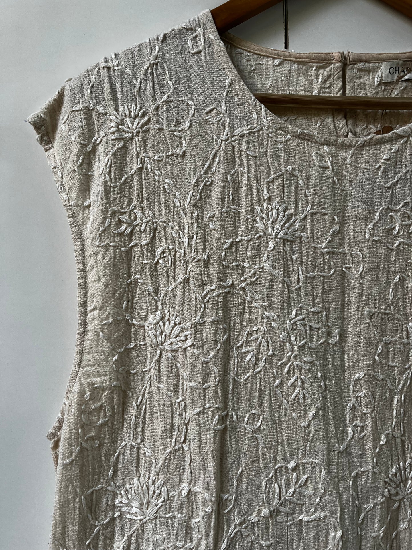 Hand Embroidered Tank - Khaki