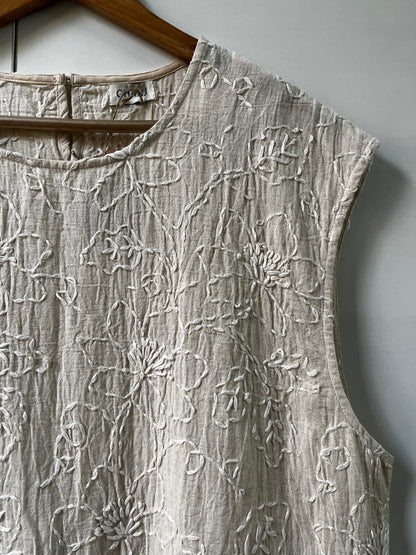 Hand Embroidered Tank - Khaki