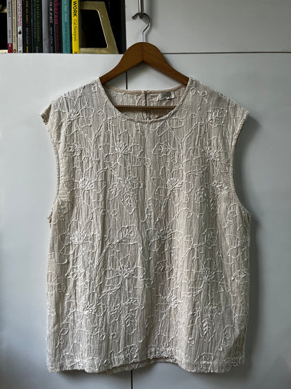 Hand Embroidered Tank - Khaki
