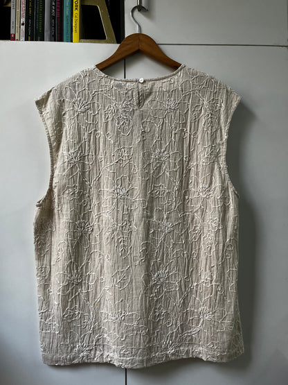 Hand Embroidered Tank - Khaki